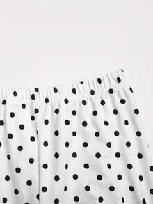 SHEIN 青少年女孩波點休閒百搭日常穿著緊身內搭褲 - 白色 - 查看 4