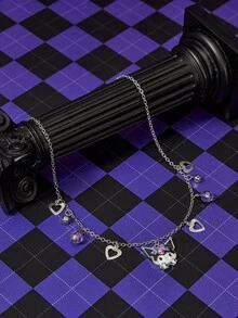 HELLO KITTY AND FRIENDS | SHEIN Kalung Liontin Hati Motif Kartun Kreatif Baru, Desain Sambungan IP, Personalisasi yang Menawan, Sederhana dan Elegan, Dapat Juga Digunakan Sebagai Aksesori - Platinum - View 3