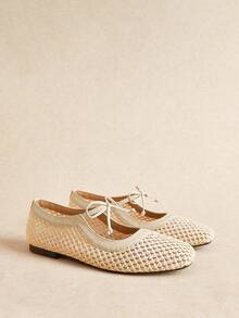 Rosivie Spring And Summer New Small Square Toe Retro Loafer Comfortable And Simple Holiday Commuter Versatile Flats - Beige - View 9