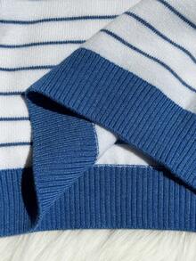 SHEIN Classic Striped Cartoon Bear Knit Sweater Set For Baby Boys Autumn Fall - Grey - View 8