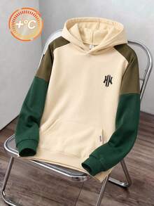 SHEIN Vacaura Teen Boys' Minimalist Solid Light Gray Casual Loose Hooded Sweatshirt Jacket Autumn Fall - Green - View 8