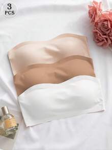 SHEIN 優雅舒適女款無縫抹胸內衣 3件組 - 彩色 - 查看 2