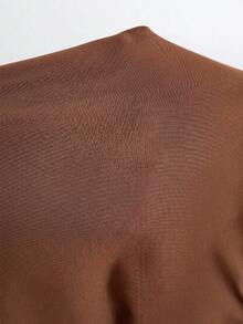 Lalippa Women's Half-Zip Casual Versatile Daily Long Sleeve Sweatshirt - Brown - View 6