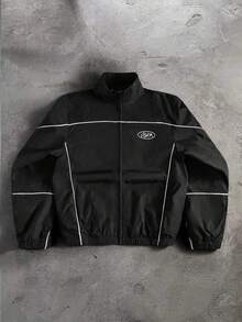 PAVTROS Men's Casual Contrast Trim Jacket, Autumn - Black - View 3