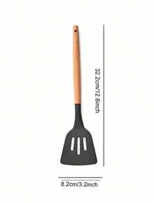 Haus Hana Silicone Cookware Set, 12 Large Heat-Resistant Kitchen Utensils, Turner Pliers, Spatula, Spoon, Wooden Handle Kitchen Small Tool, With Anti Stick Cookware Holder - Dark Grey - View 10