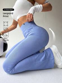 SHEIN Legging Flare Tanpa Jahitan untuk Wanita, Cocok untuk Olahraga dan Pakaian Kasual - Biru Langit - View 1