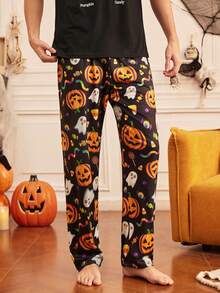 SHEIN Halloween Print Men's Loungewear Pants - Multicolor - View 4