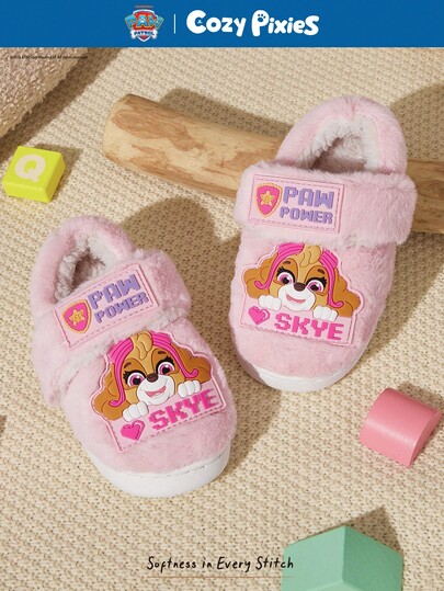 Cozy Pixies | PAW Patrol Autumn And Winter Girls Pink Cute Cartoon Non-Slip Indoor Slippers Fleece Warm Indoor And Outdoor Slippers Baby Children Home Slippers