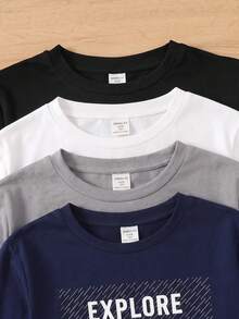 4 piezas de camisetas para niños preadolescentes - Multicolor - Ver 5