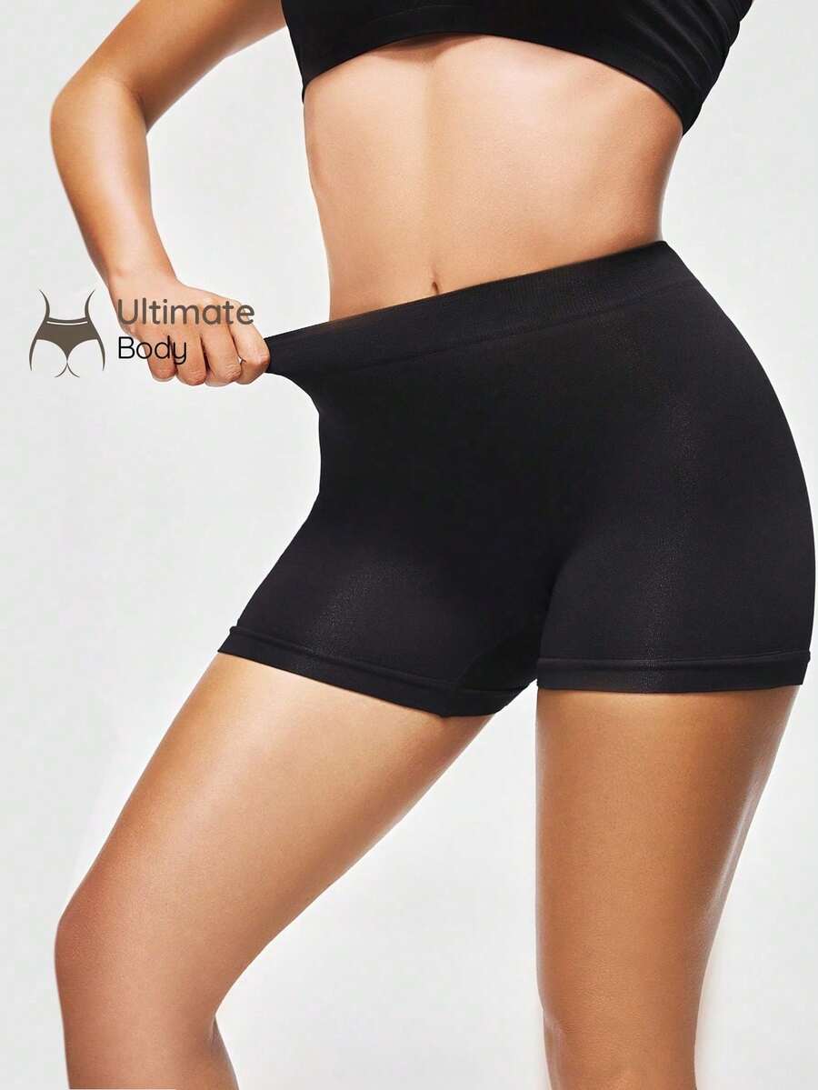 SHAPORA 女款熱銷極簡純色時尚舒適高品質便攜無縫安全褲,1件裝 - 黑色 - 查看 1