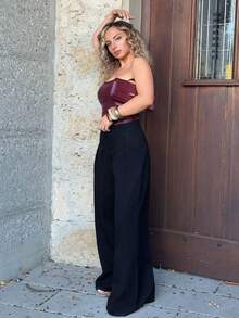 Jeta Ari Casual Washed High Waist Wide Leg Jeans Black Fall - Black - View 5