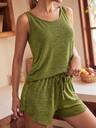 Lullawish Women's Solid Color Round Neck Tank Top And Shorts Casual Loungewear Set