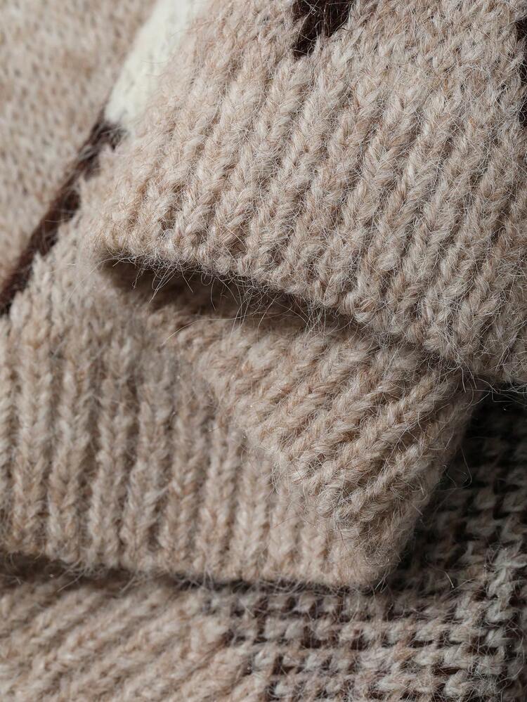 Livesso Women's Diamond Quilted Casual Versatile Daily Wear Cardigan - Khaki - View 5