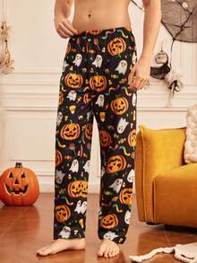 SHEIN Halloween Print Men's Loungewear Pants - Multicolor - View 5