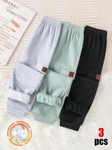 SHEIN 3pcs Kids Tween Boy Casual Versatile Style Black Gray Sage Green Multi-Color Sweatpants Suitable For Commuting School Daily Casual Outings Sports Spring Summer Autumn Winter - Multicolor - View 5