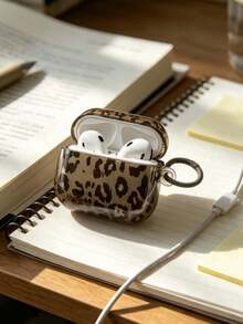 Semi-Transparent Coffee Brown Leopard Print Pro 3/2/1 & 4/3/2 Case With Keychain Loop, Protective Film Reminder, On-The-Go Stylish Accessory - Coffee Brown - View 3