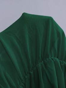 SHEIN PETITE Women Mini Solid Color Asymmetrical Neck Dress, Fashionable For Summer,Party Dress - Dark Green - View 8