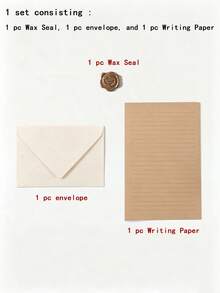 Retro Envelope Paper Set, Including Linen-Textured Envelopes, Writing Paper, And Thank-You Stamp Stickers. Suitable For Making Invitations, Greeting Cards, Love Letters, Letters, Mother's Day Gift Cards, And Stationery Items. - Apricot - View 3