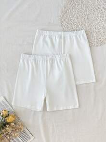 SHEIN 2 piezas Camiseta interior para niñas preadolescentes - Blanco - Ver 2