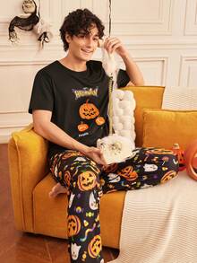 SHEIN Halloween Print Men's Loungewear Pants - Multicolor - View 6