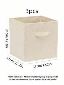 3pcs Collapsible Fabric Storage Cubes Organizer With Handles, Foldable Storage Bins For Shelves And Closets, Beige Cube Storage Boxes For Home Organization, Toys, Clothes, And Blankets - Multicolor - View 8