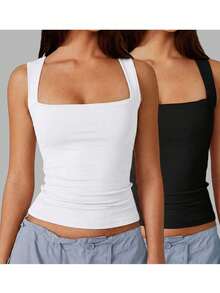 SHEIN SXY 2PCS Plus Size Women Tops - Black and White - View 5
