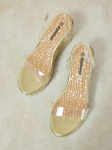 Styleloop Ladies Wedge Heel Platform Round Toe Beach Vacation Sandals - Gold - View 6