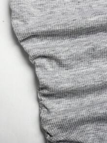 SHEIN Tween女孩優雅純色荷葉邊下擺黑色長袖洋裝，秋冬款 - 灰色 - 查看 5