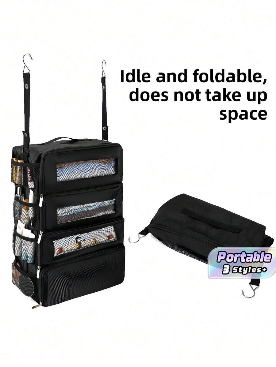 Foldable Hanging Luggage Organizer, Portable Multi-Compartment Suitcase Storage Bag, Travel Packing Pouch For Luggage Sortin - Multicolor - View 1