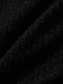 DAZY 女款小立領羅紋長袖修身基礎層休閒防曬薄外套 - 黑色 - 查看 7