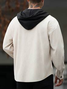 Manfinity CasualCool 男士卡其色 2 合 1 連帽燈芯絨夾克 紋理休閒外套 - 卡其色 - 查看 2