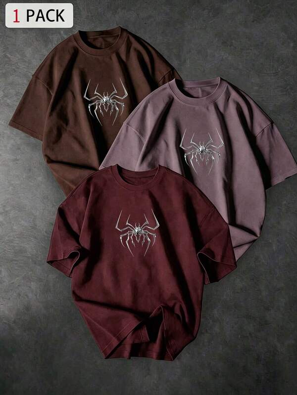 Sport MetroGents Camiseta deportiva de manga corta con estampado de araña para hombre