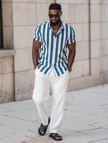 thenoahjr thenoahjr Kemeja Pria Blok Warna Striped - MultiWarna - View 1