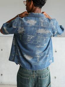 STEELVANCE American Streetwear Jacquard Denim Top - Blue - View 2