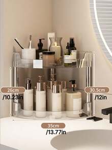 1pc Bathroom Multifunctional Shelf, Transparent Corner Floor Stand For Toilet/Washroom/Bathroom, Triangle Storage Rack, Gap-Saving Multi-Layer Kitchen Organizer. - Multicolor - View 8