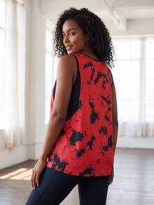SHEIN Core Rhythm Baju Olahraga Wanita Ukuran Besar Model One-Piece Motif Merah Seksi Pengontrol Perut untuk Aktivitas Gym Musim Panas - MultiWarna - View 2