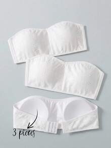 Girlism Teen Girl Teen Girls Bras And Bralettes, Spring/Summer New White Solid Color Knitted Texture Minimalist Comfortable With Padding Soft Skin-Friendly Bandeau Underwear, Suitable For All Seasons, Back To School - White - View 1