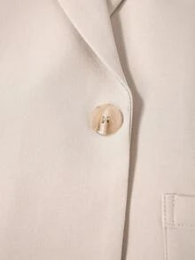 Manfinity Mode 男士休閒西裝外套與抽繩腰長褲套裝，正式感，老錢風 - 卡其色 - 查看 6