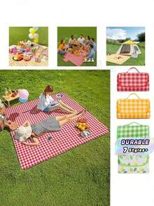 1 BUAH MATRAS PIKNIK BERMOTIF KOTAK-KOTAK BESAR, TAHAN LAMA, TERBUAT DARI POLIESTER EPE, TEBAL, DAPAT DICUCI DENGAN TANGAN, RINGAN, PORTABEL, MUDAH DIBERSIHKAN, TAHAN TUMPAHAN. COCOK UNTUK BERKEMAH, PANTAI, BBQ, PERJALANAN, HADIAH - MultiWarna - View 1