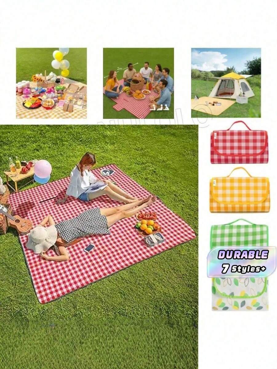 1 BUAH MATRAS PIKNIK BERMOTIF KOTAK-KOTAK BESAR, TAHAN LAMA, TERBUAT DARI POLIESTER EPE, TEBAL, DAPAT DICUCI DENGAN TANGAN, RINGAN, PORTABEL, MUDAH DIBERSIHKAN, TAHAN TUMPAHAN. COCOK UNTUK BERKEMAH, PANTAI, BBQ, PERJALANAN, HADIAH - MultiWarna - View 1