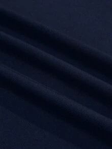 SHEIN EZwear Women's Casual Minimalist Angel Rhinestone Slogan Print Pattern Navy Blue Slim Fit Hooded T-Shirt Autumn - Navy Blue - View 7