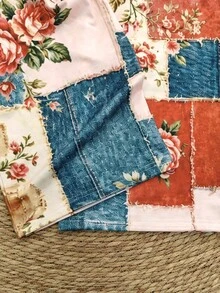 Selamara Vintage Rose Patchwork Print Drawstring WideLeg Casual Pants - Multicolor - View 4