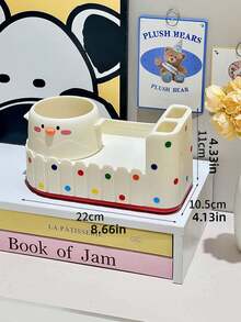 1PC Large Capacity No Installation Required Cartoon Student Desk Pen Holder Stationery Storage Box Organizer Rack Multifunctional Desktop Pencil Case For School Home Office Supplies Gift - A - View 3