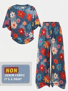 SHEIN 女童夏季親子套裝休閒字母印花兩件套 - 彩色 - 查看 12
