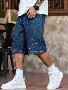 Manfinity EMRG Shorts de pierna ancha de mezclilla para hombres - Azul - Ver 5