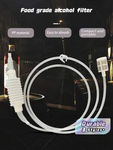 1pc Semi-Automatic Wine Siphon Transfer Tube, Thick Silicone & PP Hose With Stainless Steel Filter Mesh, Detachable Washable Syphon Pump For Home Wine, Beer, Liquor & Enzyme Bottling - Multicolor - View 1