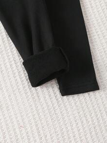 女童可愛休閒學院風愛心印花長袖上衣與粉色長褲2件套 - 白色 - 查看 10