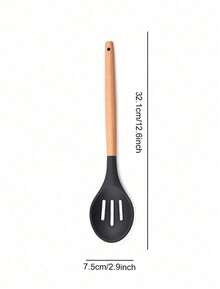 Haus Hana Silicone Cookware Set, 12 Large Heat-Resistant Kitchen Utensils, Turner Pliers, Spatula, Spoon, Wooden Handle Kitchen Small Tool, With Anti Stick Cookware Holder - Dark Grey - View 8