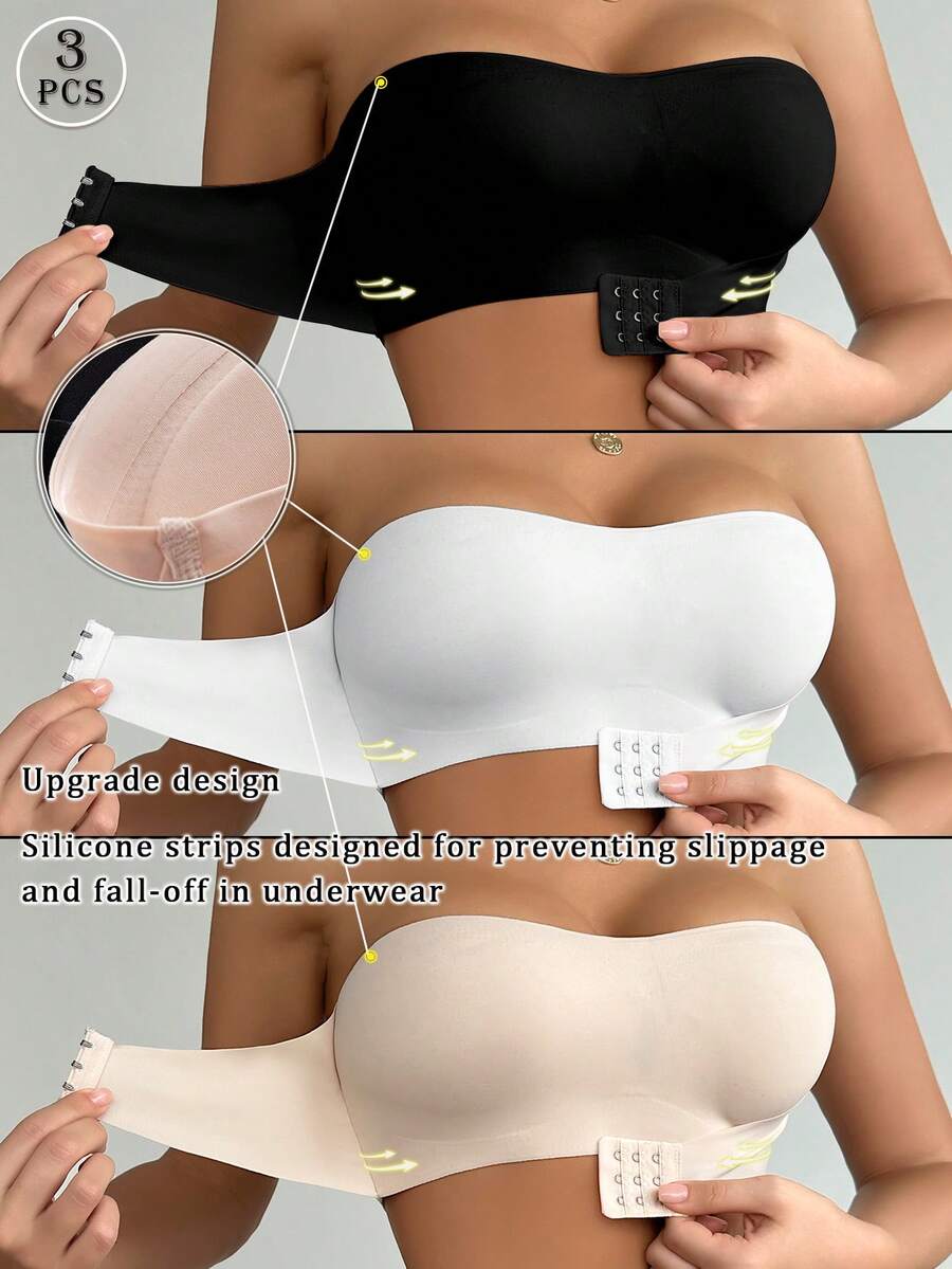 SHEIN 3件組女款婚禮內衣 前扣式聚攏加厚胸墊內衣 - 彩色 - 查看 1