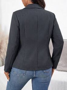 SHEIN PETITE CURVE Plus Size Autumn Casual Versatile Blazer Jacket - Dark Grey - View 6